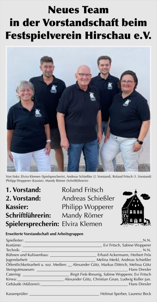 Neues Team in der Vorstandschaft beim Festspielverein Hirschau e.V.