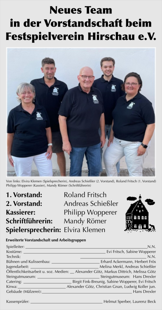 Neues Team in der Vorstandschaft beim Festspielverein Hirschau e.V.